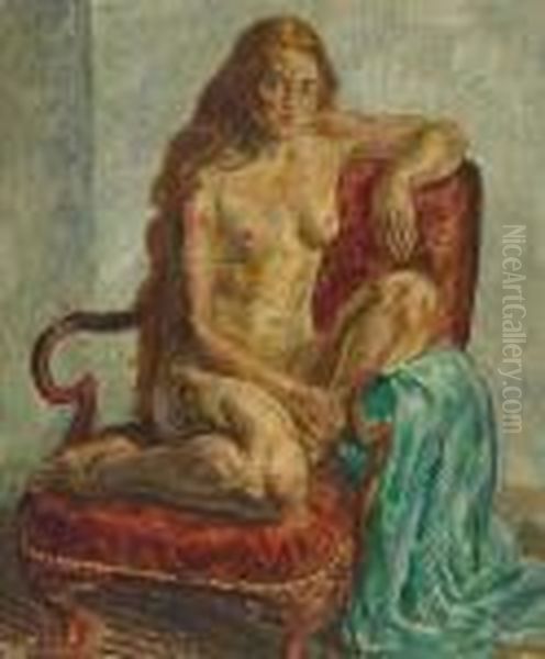 Nude, Terra Cotta Oil Painting by John Sloan