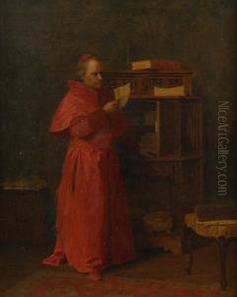 Cardinal Reading Oil Painting by George Sloane