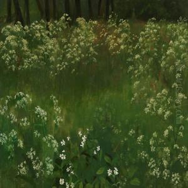 A Forest Floor Oil Painting by Agnes Slott-Mrller