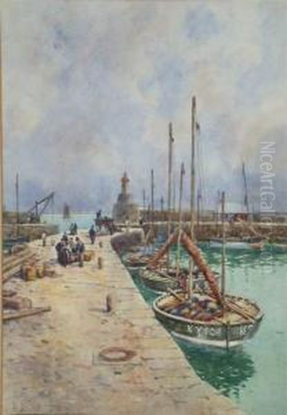 Fife Harbour Oil Painting by David Small