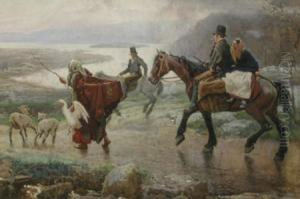 An Irish Party Returning From Market Oil Painting by William Small