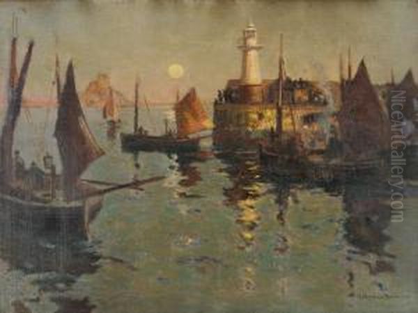 Evening At Newlyn Oil Painting by Robert Borlase Smart