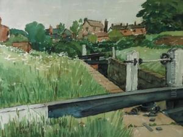 Marple Lock Oil Painting by Rowley Smart