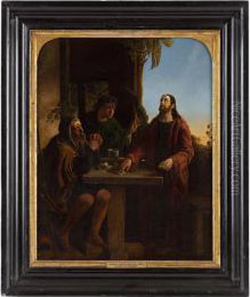 Christ At Emmaus Oil Painting by James Smetham