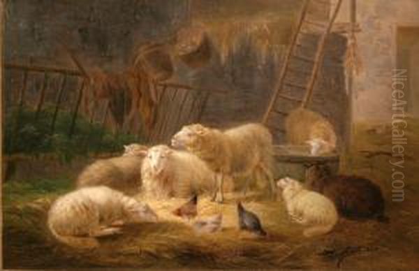 The Sheep Fold Oil Painting by Albert Smets