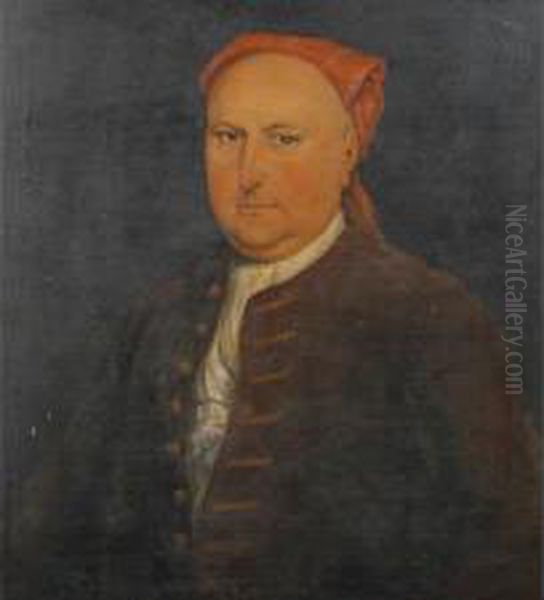 Portrait Of A Gentleman Wearing A Brown Waistcoat And Red Headscarf Oil Painting by John Smibert