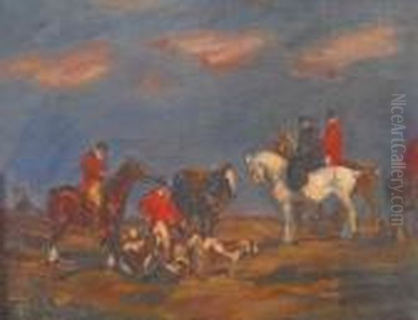 Thekill, A Hunting Scene Oil Painting by Emil Smidt