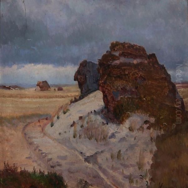 Udgravet Kaempehoi Oil Painting by Hans Ludvig Smidth