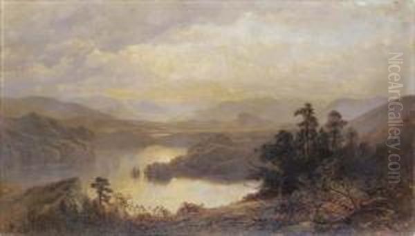 Lake Placid And The Adirondack Mountains From Whiteface Oil Painting by James David Smillie