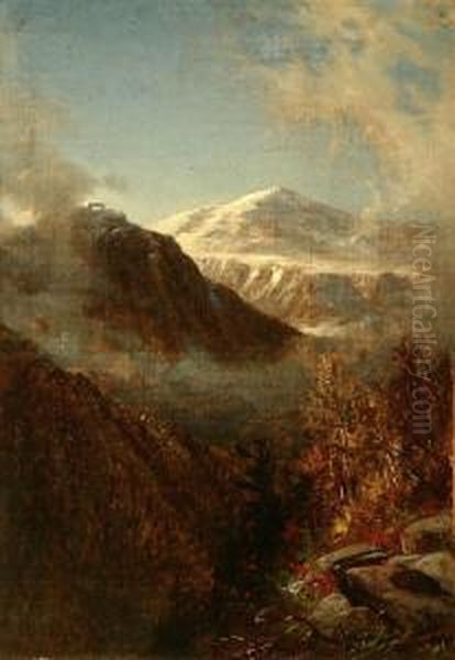 Western Snowy Mountain Peaks Oil Painting by James David Smillie