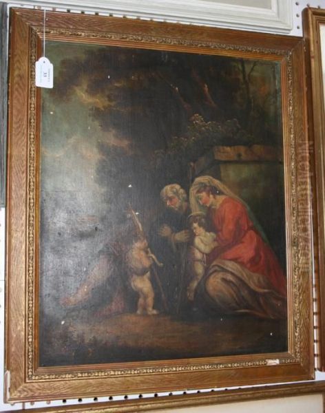 The Holy Family And The Infant St John Within A Landscape Oil Painting by Robert Smirke