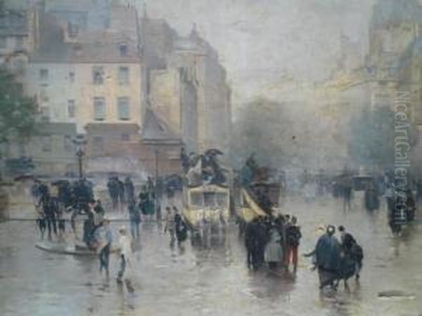 Apres L'averse, Paris, Boulevard Du Palais Oil Painting by Alfred Smith