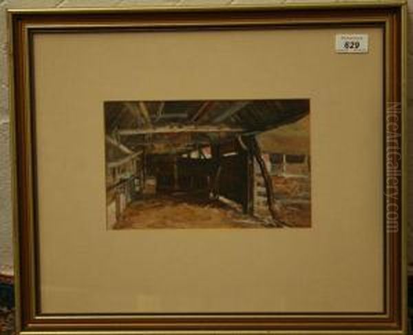 Barn Interiors With Chickens Oil Painting by Carlton Alfred Smith