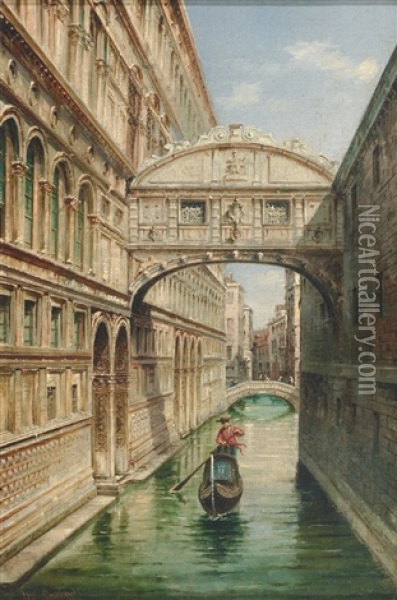 Die Seufzerbrucke In Venedig An Einem Sonnigen Tag Oil Painting - Marco Grubas