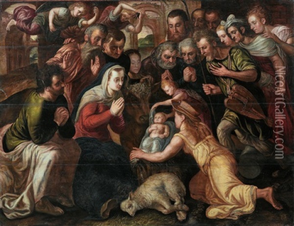 Die Anbetung Der Hirten Oil Painting - Frans Floris the Elder