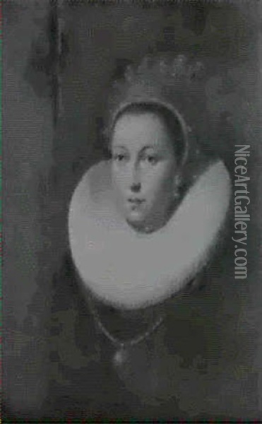 Portrait De Jeune Femme Au Collier Oil Painting - Nicolaes Eliasz Pickenoy