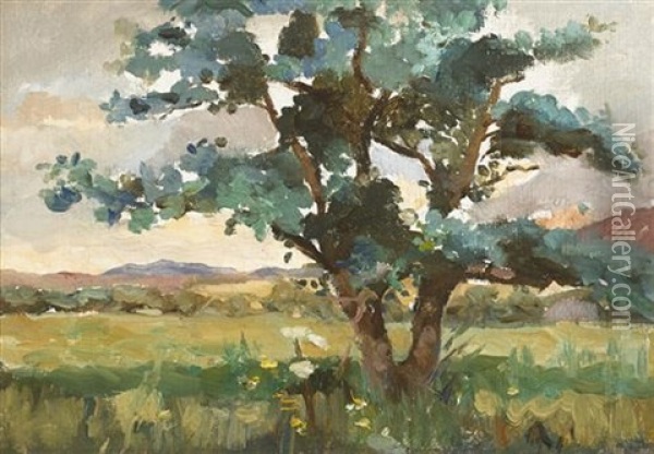 Tree In A Landscape Oil Painting - Nathaniel Hone the Younger