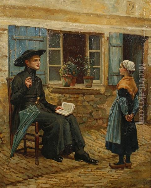 A French Lesson Oil Painting - Emily M. Carr