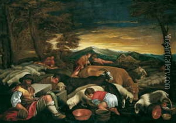 Hirtenszene Oil Painting - Jacopo dal Ponte Bassano