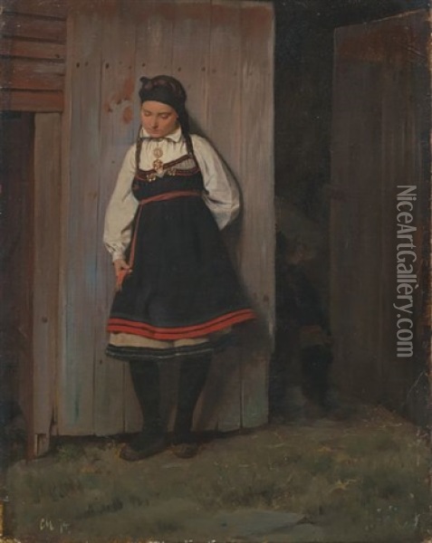 Setesdalsjente Oil Painting - Karl Frederick Sundt-Hansen