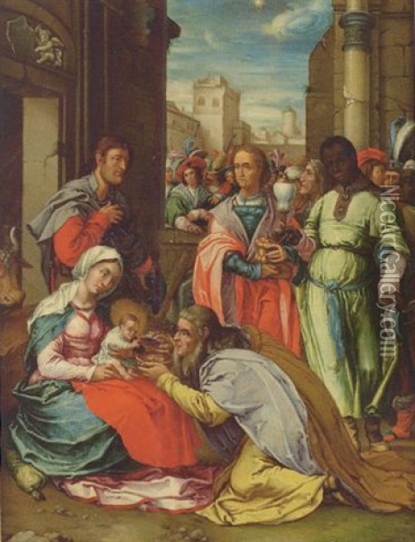 Adoration Des Rois Mages Oil Painting - Hendrik Goltzius