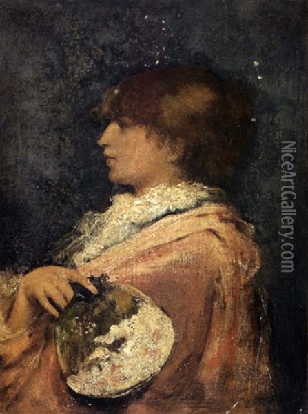 Portrait De Jeune Femme A L'eventail Oil Painting - Jules Bastien-Lepage