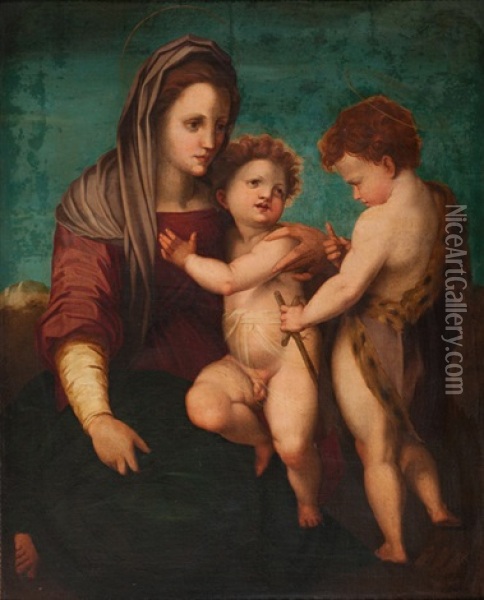 Madonna Mit Kind Und Dem Heiligen Johannes Oil Painting - Andrea Del Sarto