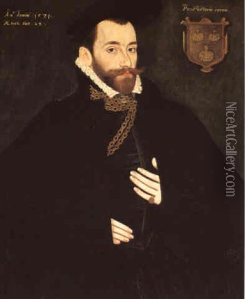 Portrait Of A Gentleman Of The Dacre Family, Probably       Francis Oil Painting - George Gower