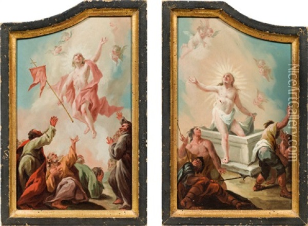 Resurrection & Ascension (a Pair) Oil Painting - Franz I Sigrist