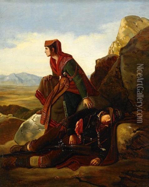 Vilostund I Bergssluttning Oil Painting - Leopold-Louis Robert