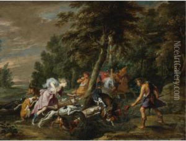 The Calydonian Boar Hunt Oil Painting - Willem Van Herp