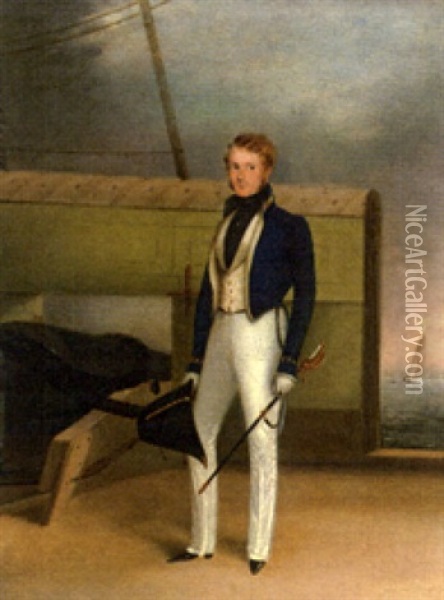 A Royal Naval Officer In Dress Uniform Oil Painting - Nicholas Matthew Condy