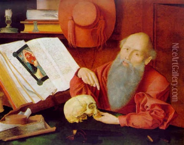 Der Heilige Hieronymus In Der Zelle Oil Painting - Marinus van Reymerswaele
