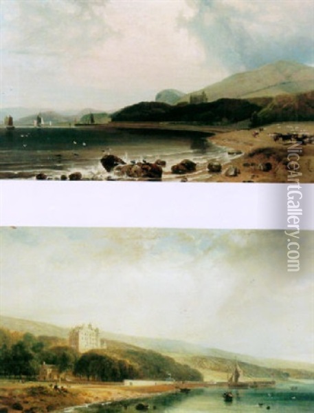 A View Of Dunrobin Castle, Sutherland, Scotland Oil Painting - William Daniell