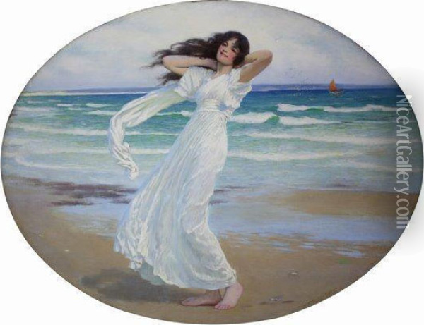 Poseidon's Mistress On The Shore Oil Painting - William Henry Margetson