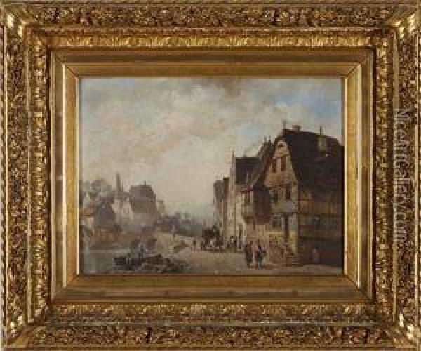 Raststation Vor Der Stadtbrucke Oil Painting - Wilhelm Ritter