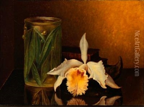 Still Life With A Flower, A Vase And Books Oil Painting - Bernardus Arps