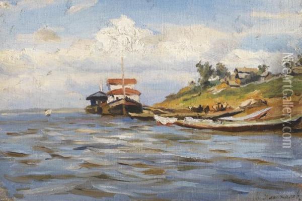 Sunny Day On The Volga Oil Painting - Manuel Khristoforovich Aladzhalov