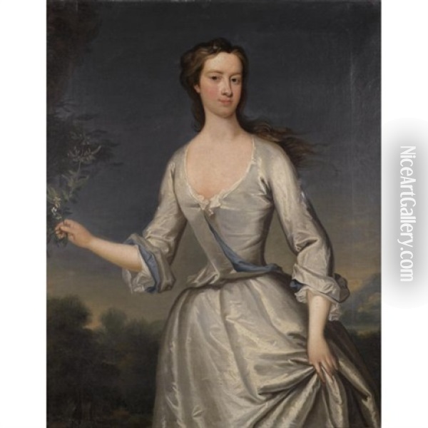 Portrait Of Henrietta, Wife Of Thomas Pelham-holles, Duke Of Newcastle-upon-tyne And 1st Duke Of Newcastle-under-lyme  And Prime Minister Oil Painting - Charles Jervas