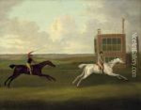 The Duke Of Bedford's Grey 
Diomed Beating H.r.h, The Prince Of Wales's Traveller Over The Beacon 
Course, Newmarket, 8 May 1790 Oil Painting - John Nost Sartorius