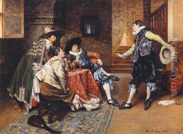 An Engaging Tale Oil Painting - Ferdinand Victor Leon Roybet