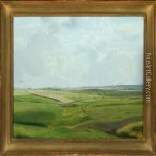 Aabent Landskab Oil Painting - Vilhelm Peter C. Kyhn