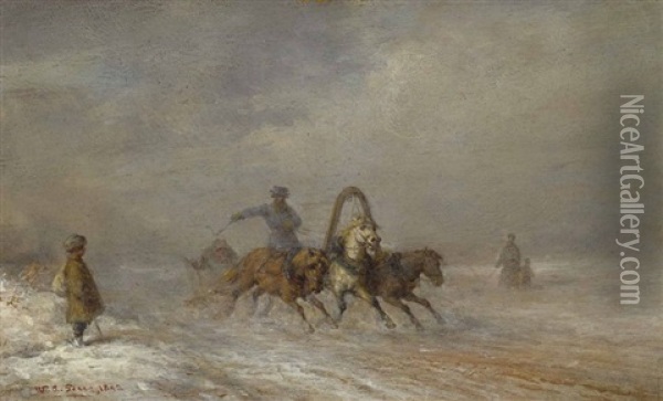 Troika In Winterlandschaft Oil Painting - Wilhelm Amandus Beer