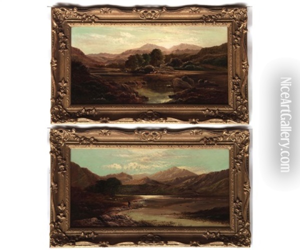 Scottish Landscapes (a Pair) Oil Painting - Charles Leslie