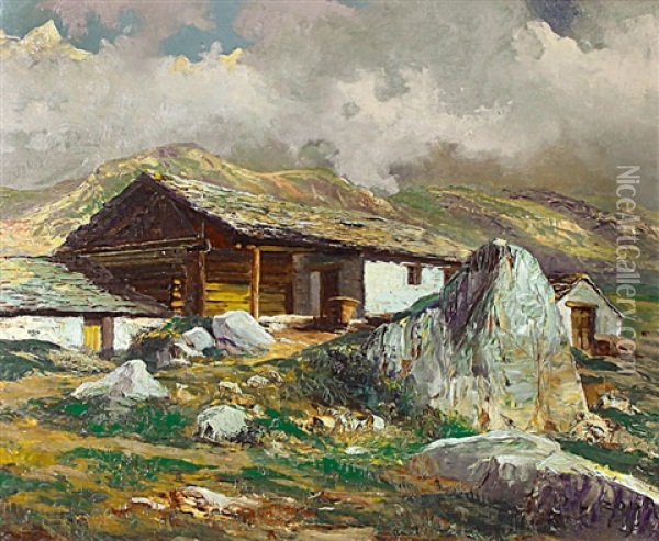 Rifugio Alpino Oil Painting - Leonardo Roda