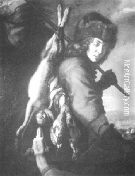 Huntsman With Dog And Game Oil Painting - Joachim von Sandrart the Elder
