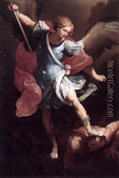 The Archangel Michael Oil Painting - Giuseppe Mazzolini