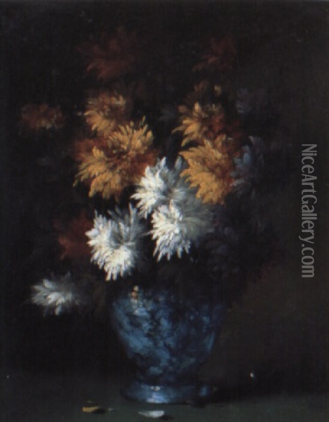 Stilleben Med Blommor I Vas Oil Painting - Germain Theodore Ribot