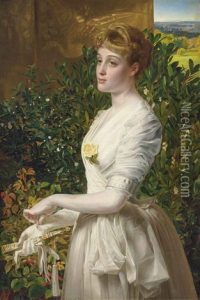 Portrait Of Julia Smith Caldwell Oil Painting - Anthony Frederick Augustus Sandys