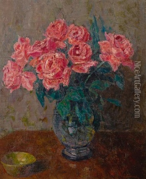 Still Life With Roses Oil Painting - Arnold Borisovich Lakhovsky